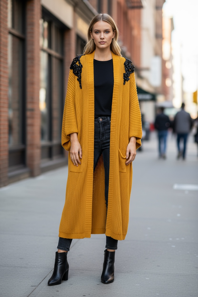 gold cardigan dress Cardigan Dress