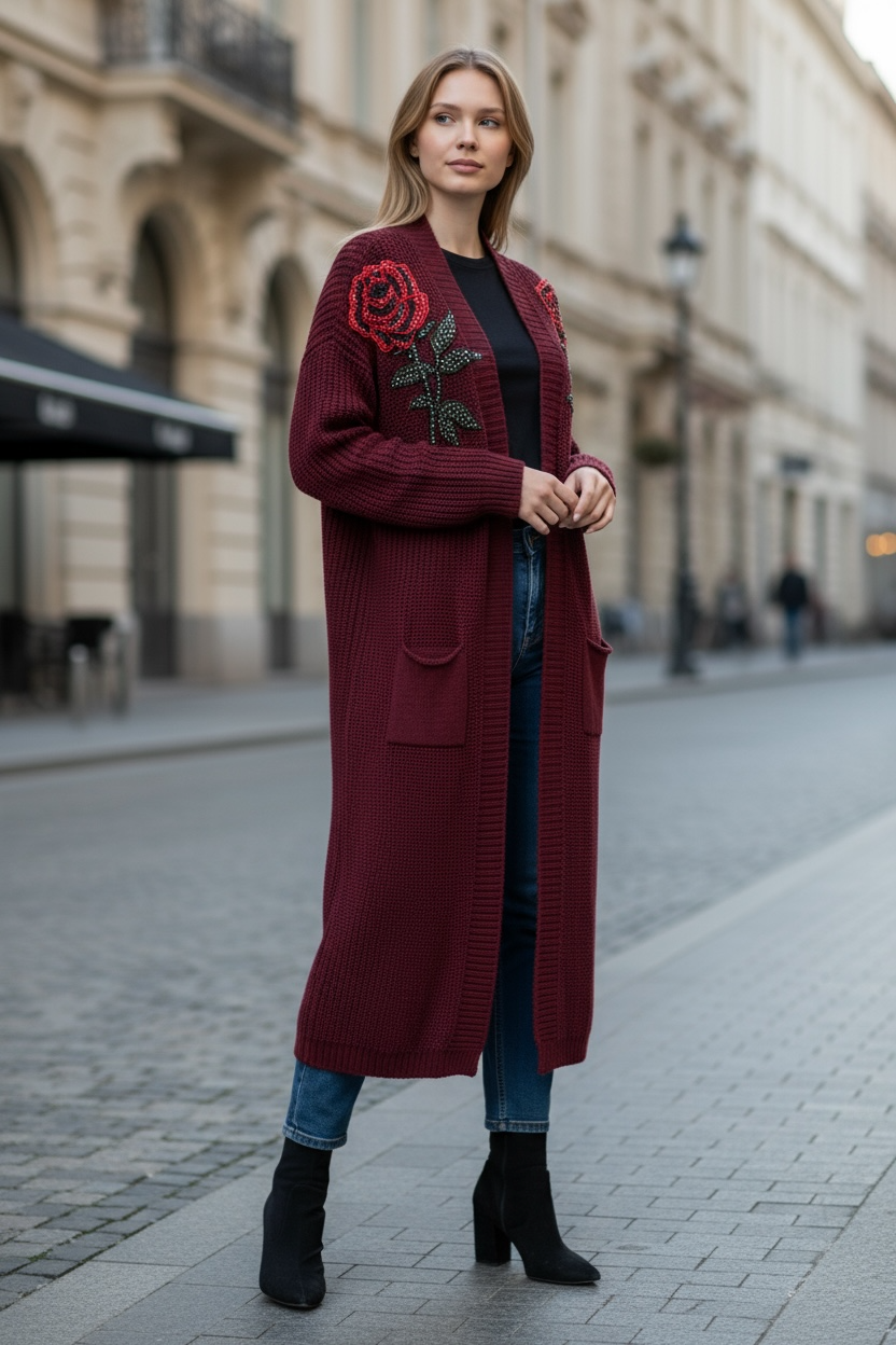 Atelier Knitted Cardigan in Bordo