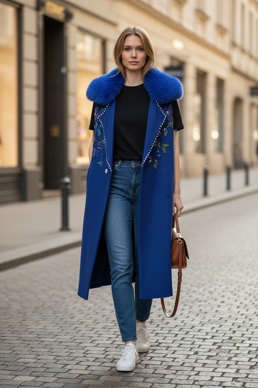 Atelier Faux Fur Collar Vest Cardigan