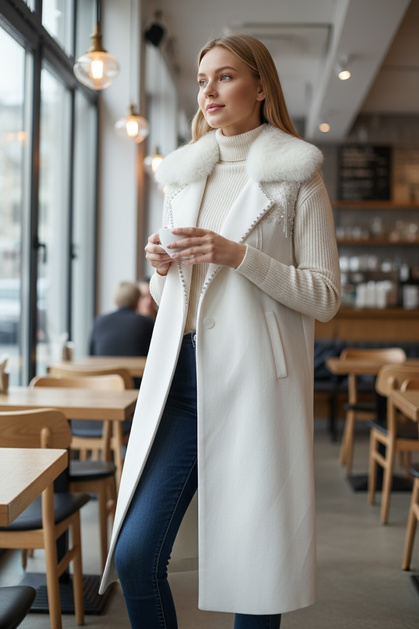 Atelier Faux Fur Collar Vest Cardigan