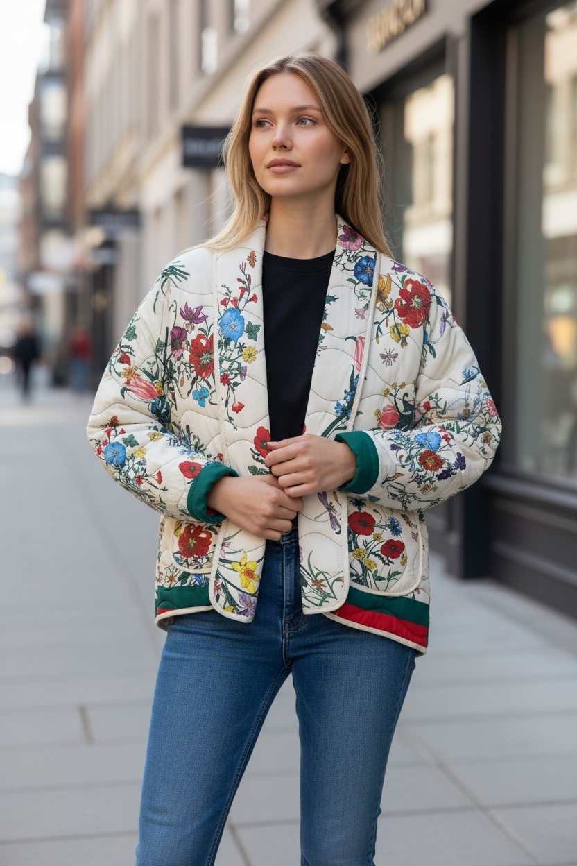 Quilted Jacket in Floral - Made in Italy