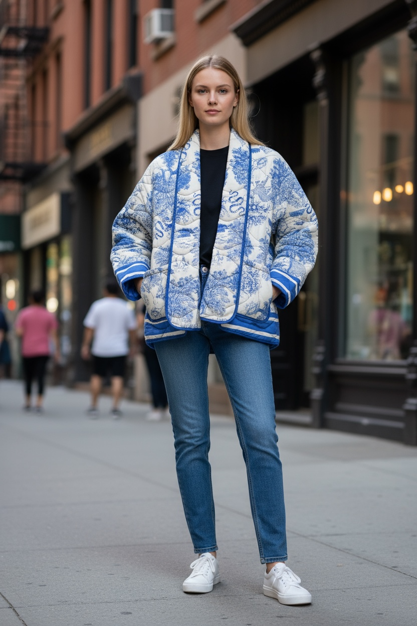 Quilted Jacket in designer inspired print - Made in Italy