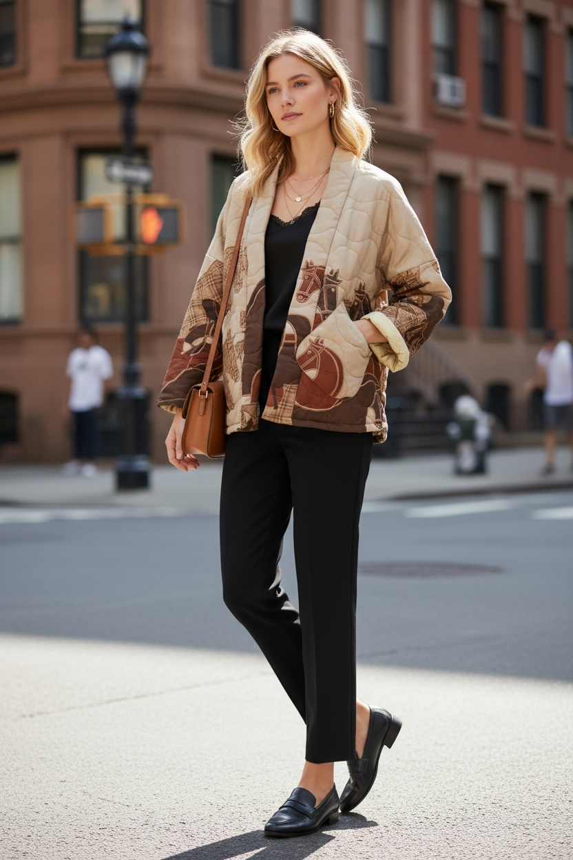 Quilted Jacket in designer inspired print - Made in Italy