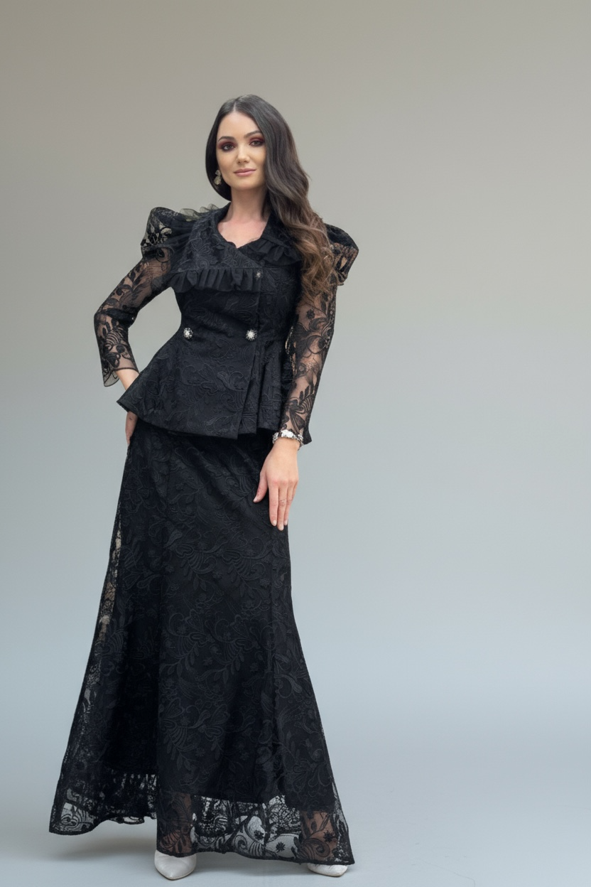 Behcetti Italia Luxury Two-Piece Lace Evening Skirt Set