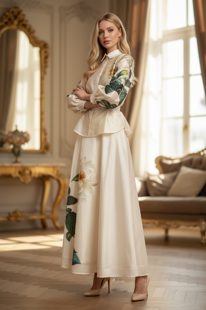 Two Peace Top and Long Skirt Set