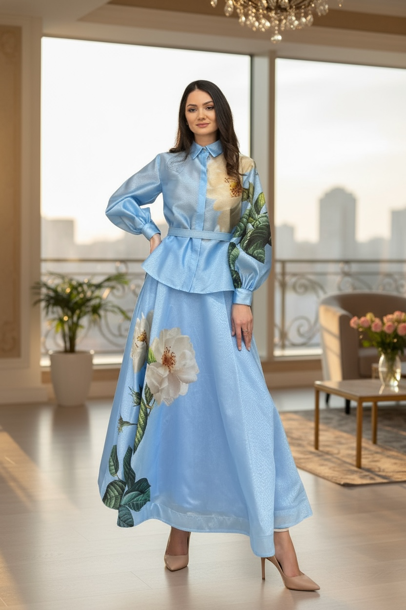 Two Peace Top and Long Skirt Set
