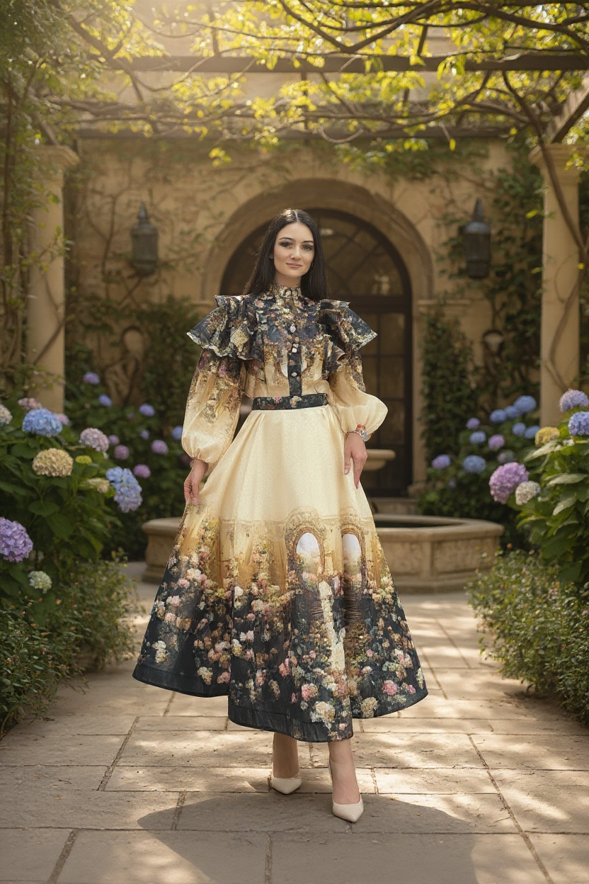 Behcetti Italia Two Piece Top and Long Skirt Set