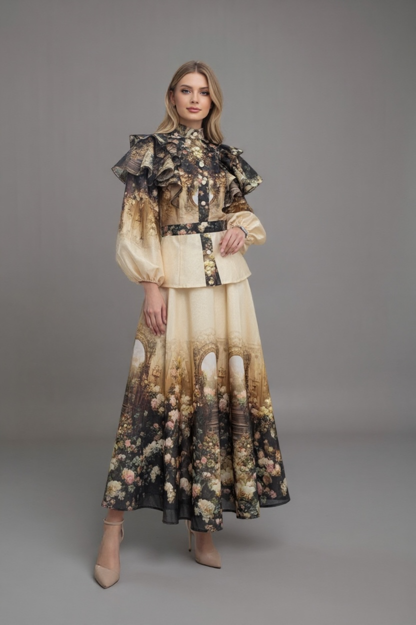 Behcetti Italia Two Piece Top and Long Skirt Set