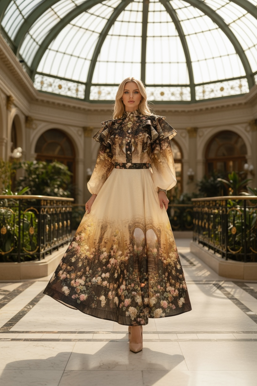 Behcetti Italia Two Piece Top and Long Skirt Set