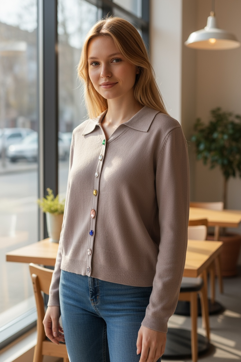 Melany Knitted Top with colorful details Made In Italy