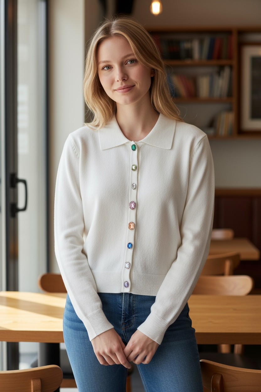 Melany Knitted Top with colorful details Made In Italy